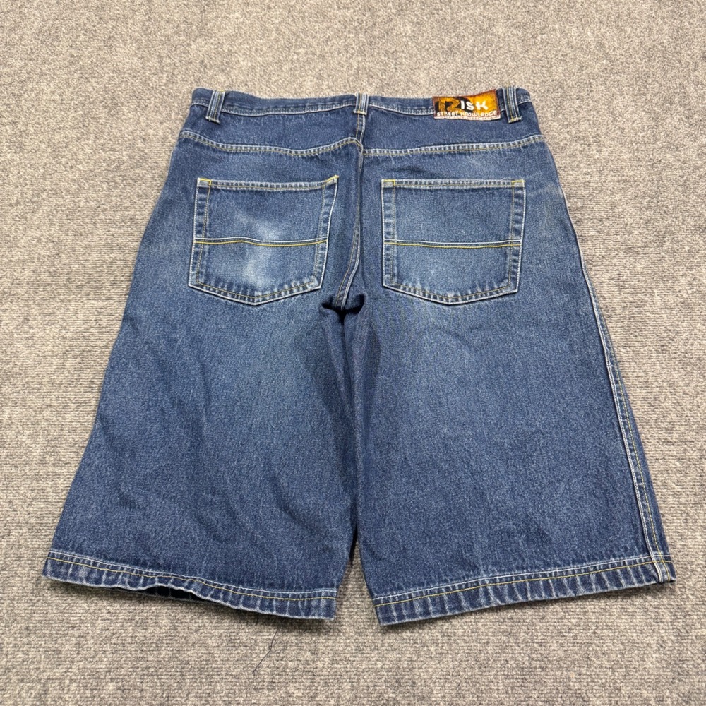 VTG Risk Jean Shorts Men's 38 Baggy Carpenter Skater 90s Y2K Blue Denim